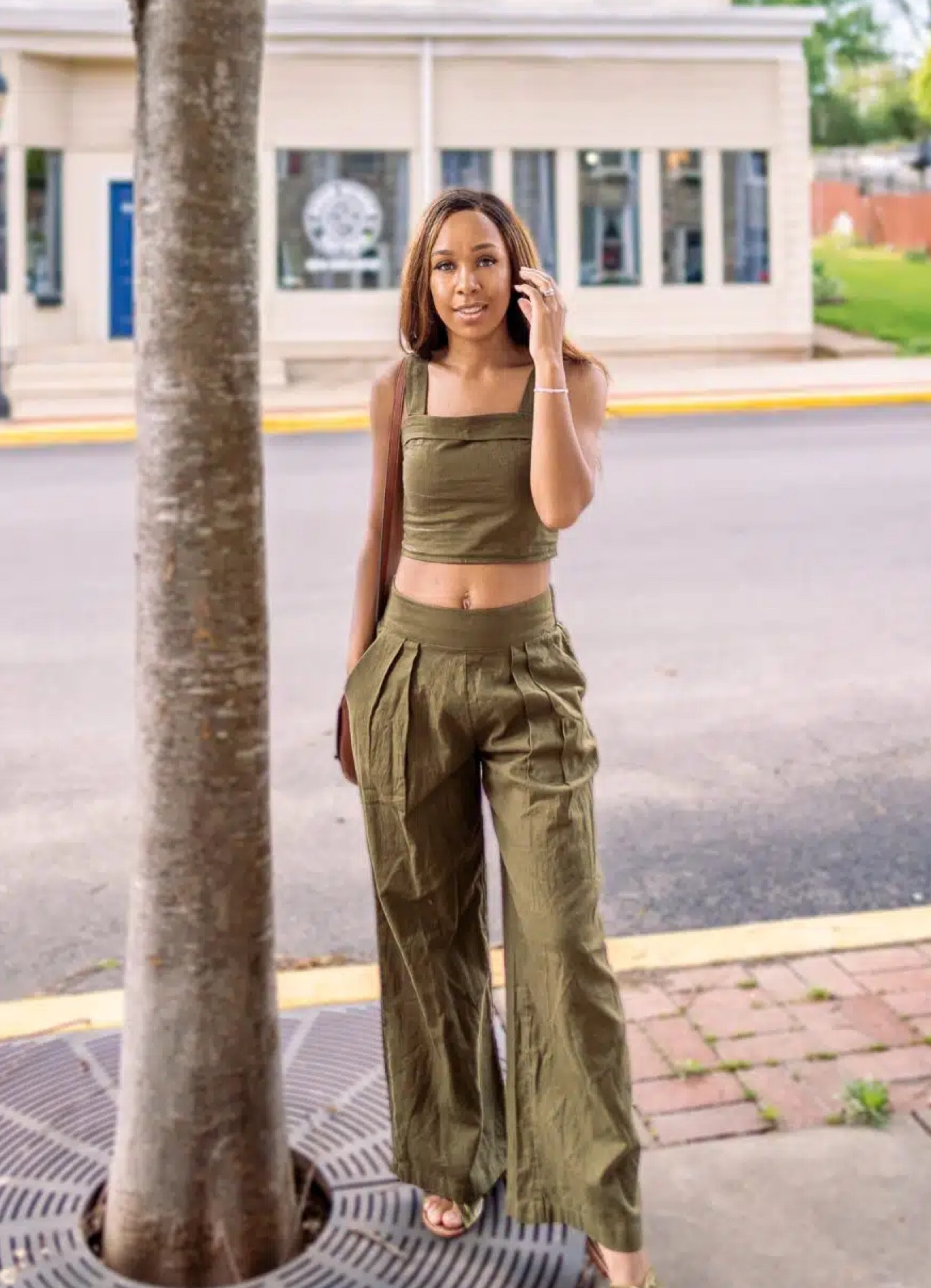 linen pants with crop top